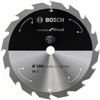 Bosch Akku-Kreissägeblatt Standard for Wood, 184 x 1,6/1,1 x 16, 16 Zähne von Bosch