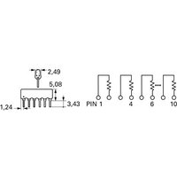 Bourns 4608X-102-221LF Widerstandsnetzwerk 220Ω THT SIP-8 0.3W von Bourns