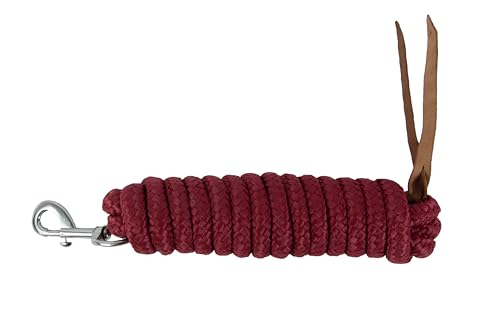 Brama-West Western Bodenarbeitseil - mit Karabiner & Lederklatsche - Westernrope - 4 Meter - Dunkelrot von Brama West