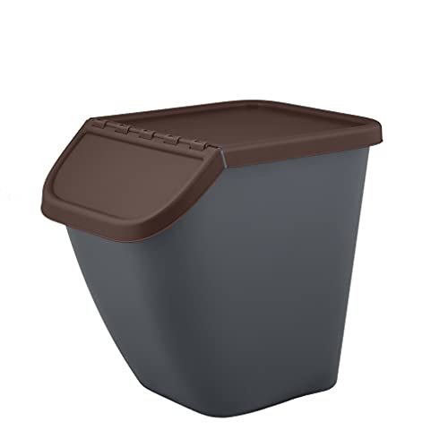 BranQ Home essential –Mülltrennungssystem Pelikan zur Mülltrennung, Mülleimer 23 Ltr. mit abschließbarem Deckel, Kunststoff (PP) BPA-frei, Antrazit mit farbigem Deckel: Biomüll von BranQ Home essential