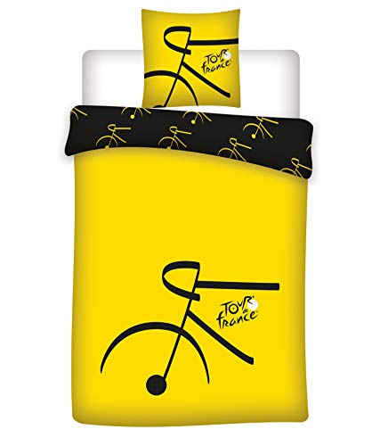 BrandMac Tour de France Fahrrad Bettwäsche 200 x 135, 80 x 80 100% Baumwolle, Schadstoffgeprüft Öko Tex Standard 100, Deutsche Standardgröße von BrandMac