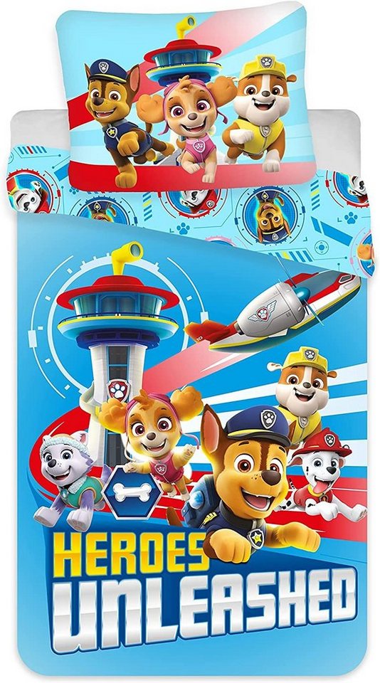 Kinderbettwäsche Paw Patrol Bettwäsche 135 x 200 80 x 80 cm 100% Baumwolle, BrandMac von BrandMac