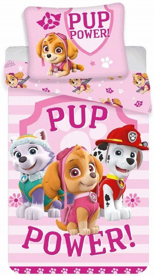 Kinderbettwäsche Paw Patrol Bettwäsche Set rosa 135x200cm 80x80cm, BrandMac von BrandMac