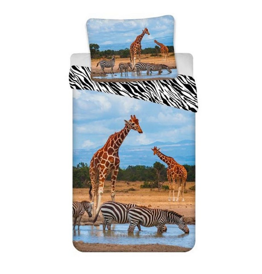 Kinderbettwäsche Safari Bettwäsche Set mit Giraffe 140 x 200 cm 70 x 90 cm, BrandMac von BrandMac