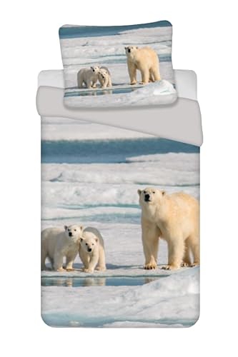 Bettwäsche Eisbär, 100 % Baumwolle, Bettbezug 140 x 200 cm + Kissenbezug 65 x 65 cm von Brandmac