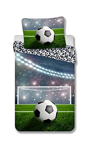 Brandmac Bettwäsche-Set Fußball, Bettbezug 140x200 cm + 1 Kissenbezug 65x65 cm, 100% Baumwolle, Mehrfarbig, NB2003 von Brandmac