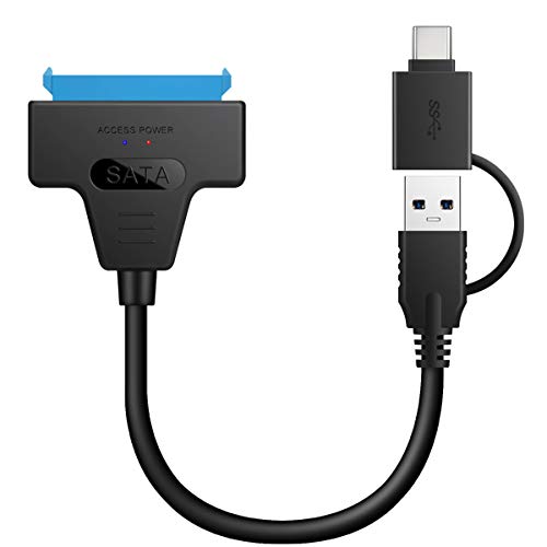 Xiwai Typ C & USB 3.0 Stecker auf SATA 22 Pin 2,5 Zoll Festplatte Treiber SSD Adapterkabel für MacBook & Laptop von xiwai