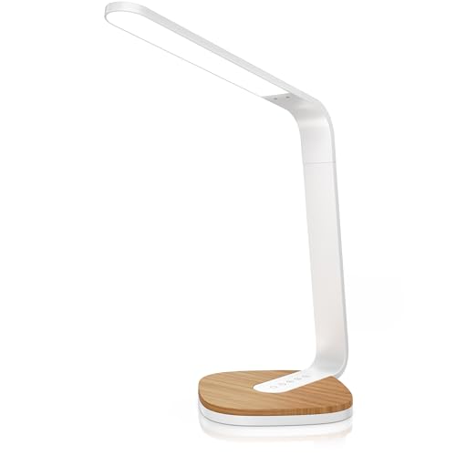 Brandson - LED Schreibtischlampe Holz - Dimmbare Tischleuchte mit 5 Helligkeitsstufen – 3 Lichttemperaturen - Augenschonend – 450 Lumen - Sensor Touch – Büro Lesen Studieren - Weiß Brandson - LED Schreibtischlampe Holz - Dimmbare Tischleuchte mit 5 Helligkeitsstufen – 3 Lichttemperaturen - Augenschonend – 450 Lumen - Sensor Touch – Büro Lesen Studieren - Weiß von Brandson
