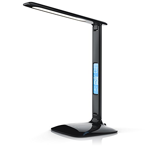 Brandson - dimmbare LED Schreibtischlampe - Augenschutz - 3 Lichtfarben kalt warm neutralweiß 5 Helligkeitsstufen - Temperatur Alarm- und Kalenderfunktion - schwarz Brandson - dimmbare LED Schreibtischlampe - Augenschutz - 3 Lichtfarben kalt warm neutralweiß 5 Helligkeitsstufen - Temperatur Alarm- und Kalenderfunktion - schwarz von Brandson