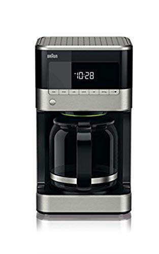 Braun Household PurAroma 7 Kaffeemaschine KF 7120 – Filterkaffeemaschine mit Glaskanne und Timer-Funktion, Kaffeezubereiter für einzigartiges Aroma, mit LCD-Display, 1000 Watt, schwarz/edelstahl von Braun Household