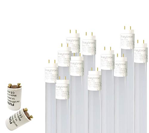 Braytron 5x 120cm LED Röhre G13 T8 Leuchtstofföhre Tube / 18W Kaltweiß (6500K) 1750 Lumen 270° Abstrahlwinkel/inkl. Starter 5er Pack/milchweiße Abdeckung von Braytron