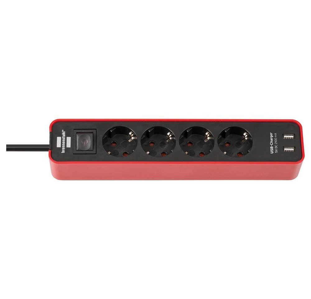 Brennenstuhl Ecolor Steckdosenleiste 4-fach mit USB-Ladebuchse Steckdosenleiste, mit USB, mit Schalter von Brennenstuhl