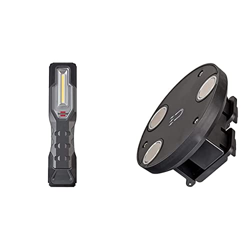 Brennenstuhl LED Akku Handleuchte HL 1000 A IP54 / LED Arbeitsleuchte für außen mit COB LED (1000+200lm, bis zu 24h Leuchtdauer) & Magnethalter für Akku LED Arbeitsstrahler von Brennenstuhl