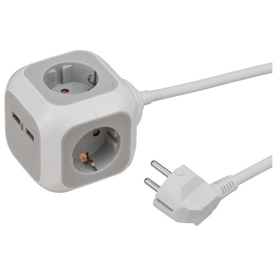 brennenstuhl® - ALEA-Power USB-Charger Steckdosenblock / Steckdosenwürfel 4-fach (mit 2x USB, 1,4m Kabel) von Brennenstuhl