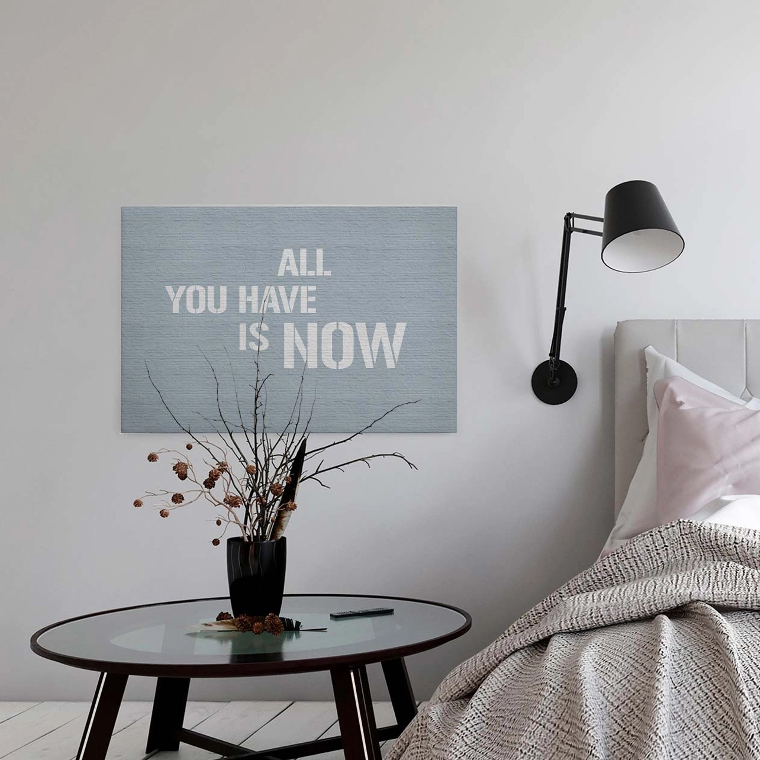 Bricoflor Industrial Bild Auf Leinwand Mit Spruch All You Have Is Now Leinwandbild Grau Modernes Wandbild Auf Canvas Ideal Für Wohn Und Schlafzimmer von Bricoflor