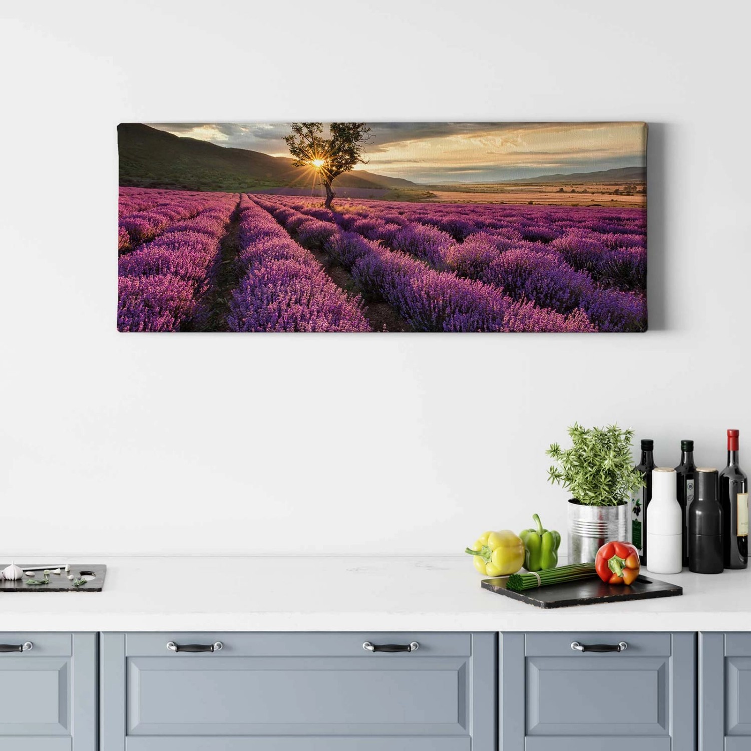 Bricoflor Leinwand Bild Lavendelfeld Lila Wandbild Mit Lavendel Und Baum Motiv Ideal Für Schlafzimmer Sonnenuntergang Leinwandbild Mit Provence Motiv von Bricoflor