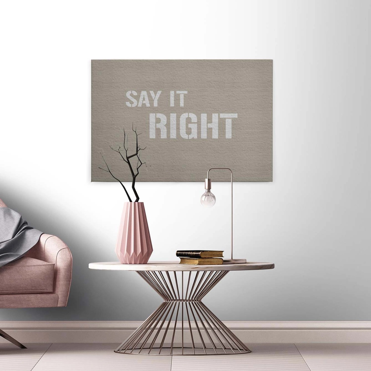 Bricoflor Say It Right Spruch Auf Leinwand Im Industrial Style Wandbild Mit Stein Design In Grau Und Weiß Wohnzimmer Und Schlafzimmer Leinwandbild von Bricoflor