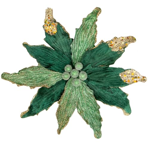 Briful 4 Stücke Weihnachtsstern Christbaumschmuck Kunstblumen Weihnachtsblumen Glitter Poinsettia Kunstzweig Weihnachtliche Dekoration Weihnachtsbaum Neujahr Ornamente von Briful