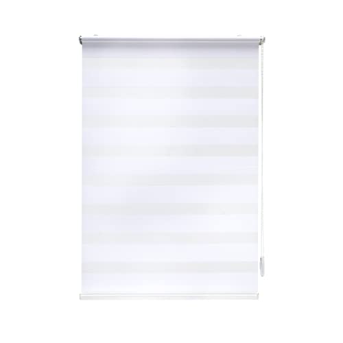 Brillant Doppelrollo Klemmfix ohne Bohren Weiß, 95x150cm (BxH), Stoffbreite 92cm, mit Streifen, Blickdicht und transparent, Duo Rollo für Fenster und Türen, Made in Germany von Brillant