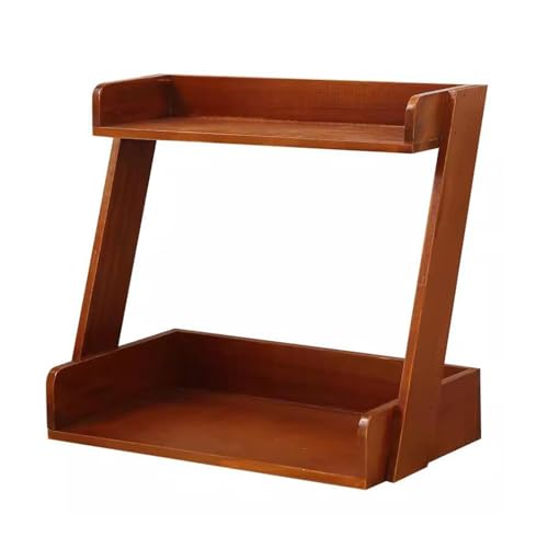 Massivholz Retro Doppelschicht Desktop Aufbewahrungsbox Kleine Bücherregal Küche Display Rack Studie Büro Lagerregal Bücherregale von Brilliant firm