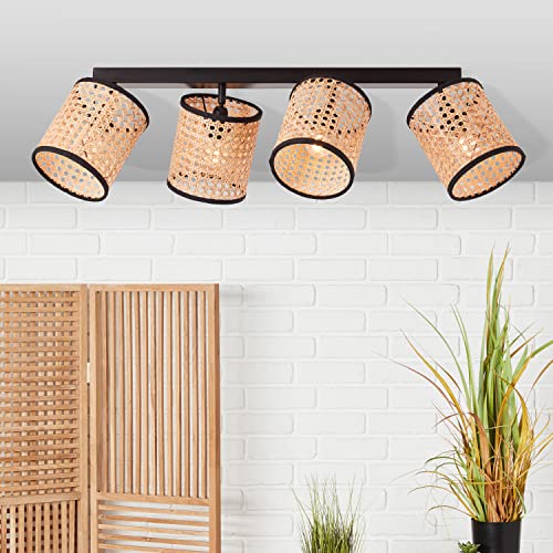 Brilliant Decken Strahler im Nature Stil - 4 flammige Spotbalken mit schwenkbaren Köpfen dimmbar bei Verwendung geeigneter Leuchtmittel aus Metall/Rattan, in holz hell/schwarz - Ø 10cm Brilliant Decken Strahler im Nature Stil - 4 flammige Spotbalken mit schwenkbaren Köpfen dimmbar bei Verwendung geeigneter Leuchtmittel aus Metall/Rattan, in holz hell/schwarz - Ø 10cm von Brilliant