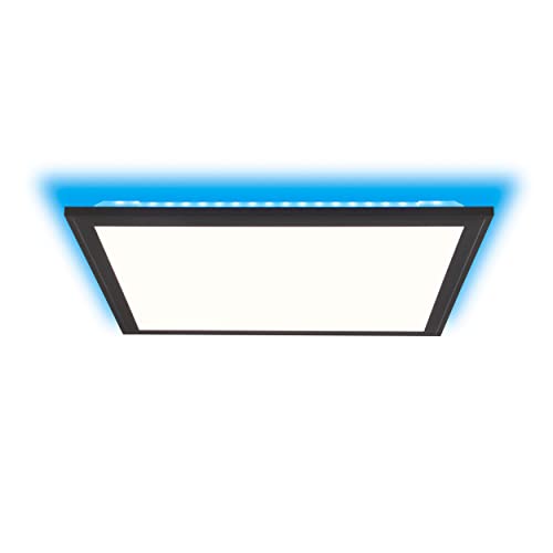 Brilliant LED Panel Aufbaupaneel - Deckenaufbau-Paneel mit Fernbedienung und RGB-Beleuchtung - Helligkeit stufenlos dimmbar/Nachtlichtfunktion aus Metall/Kunststoff, in sand schwarz - 40x40cm von Brilliant