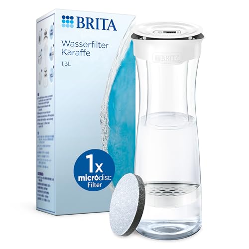 BRITA Wasserfilter-Karaffe / Karaffe inkl. 1 MicroDisc Filter / Wasserkaraffe zum stilvollen Servieren von Wasser / Filter reduziert Chlor und Mikropartikel im Leitungswasser, 10.0 x 10.0 x 28.5 cm von Brita