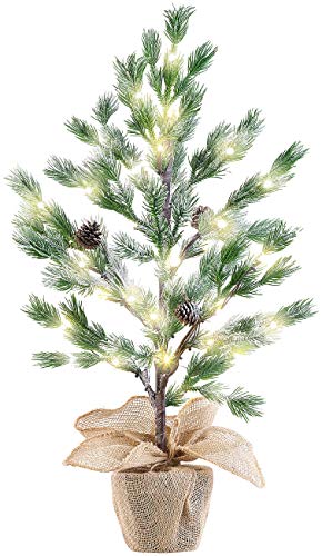 Britesta LED Weihnachtsbaum: Deko-Nadelbäumchen im Topf, mit 24 LEDs, Kunstschnee und Zapfen, 70 cm (Weihnachtsbaum im Topf, Tisch Lichter-Baum, Weihnachtsbaumbeleuchtung kabellos) von Britesta