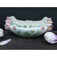 Luneville Vintage Blumen-Keramik-Übertopf, Jugendstil-Kamin-Übertopf, Landhaus-Chic-Dekor von BrocanteMaJolie