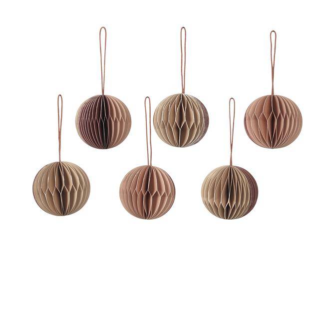 Broste Copenhagen Weihnachtsschmuck Ball Papier 6tlg. Set beige/blau von Broste Copenhagen