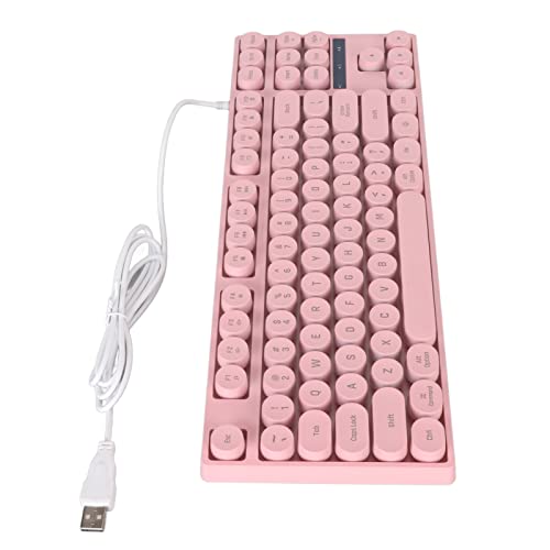 Brrnoo Gaming-Tastatur, USB, Rund, 87 Tasten, Bunte Hintergrundbeleuchtung, Ergonomische Mechanische Touch-Tastatur mit Kabel, für Desktop-Laptop-PC (Rosa) von Brrnoo