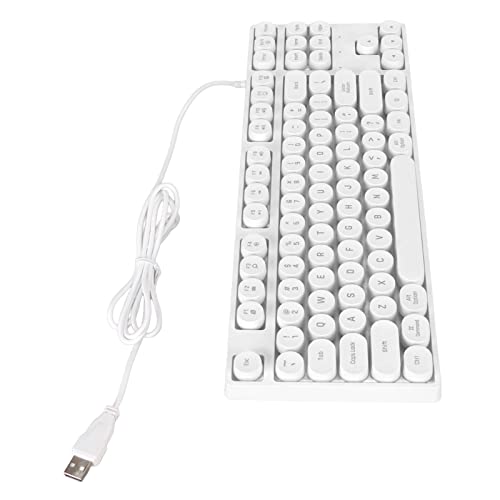 Brrnoo Gaming-Tastatur, USB, Rund, 87 Tasten, Bunte Hintergrundbeleuchtung, Ergonomische Mechanische Touch-Tastatur mit Kabel, für Desktop-Laptop-PC (Weiß) von Brrnoo