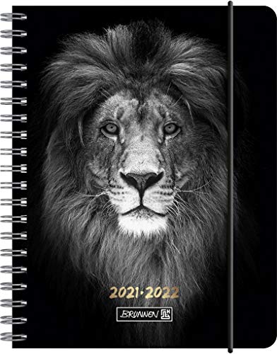 BRUNNEN 1071855062 Schülerkalender 2021/2022 (18 Monate) „Lion“ 2 Seiten = 1 Woche, Blattgröße 12 x 16 cm, A6, PP-Einband von Brunnen