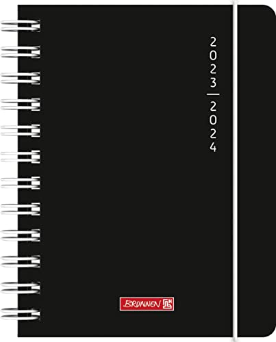 BRUNNEN Schülerkalender „Plain Black“ 2023/2024 1 Seite = 1 Tag A6 schwarz von Brunnen