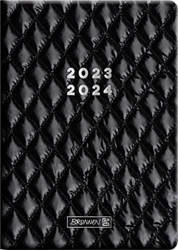 BRUNNEN Schülerkalender „Quilt“ 2023/2024 2 Seiten = 1 Woche A5 schwarz von Brunnen