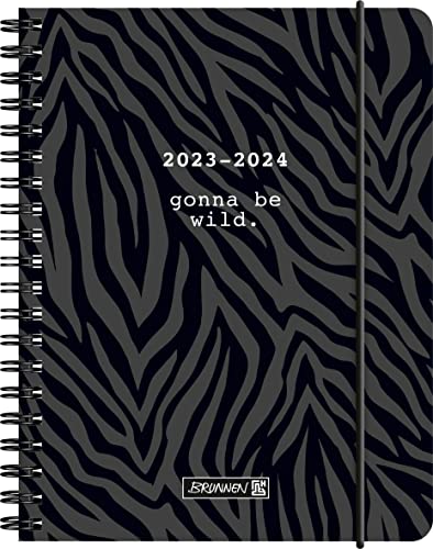 BRUNNEN Schülerkalender „Wild“ 2023/2024 2 Seiten = 1 Woche A6 schwarz von Brunnen