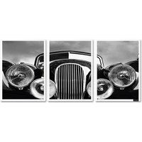 Bruno Banani Bild mit Rahmen "Oldtimer - Gerahmter Digitaldruck - Wandbild", (1 St., 3er-Set), 3x 30x40 cm - Holzrahmen - Dekoration - Weißer Rahmen - Triptychon von Bruno Banani