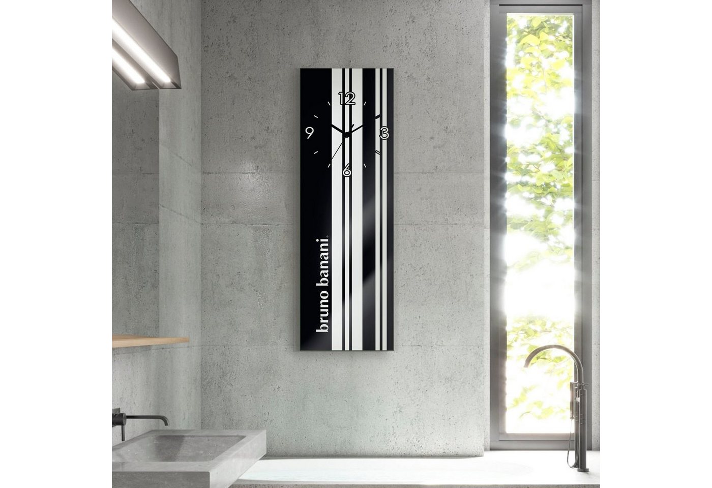 Bruno Banani Wanduhr Stripes auf Glas (analog, 20 cm) von Bruno Banani