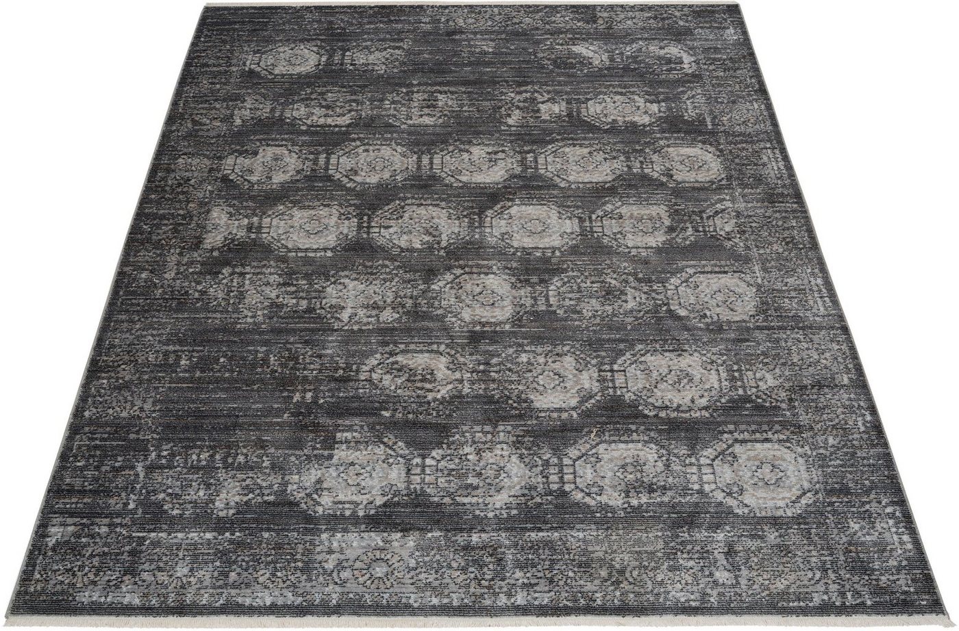 Teppich Mason, Bruno Banani, rechteckig, Höhe: 5 mm, Orient-Dekor, Vintage, mit Bordüre, mit Fransen, robust, pflegeleicht von Bruno Banani