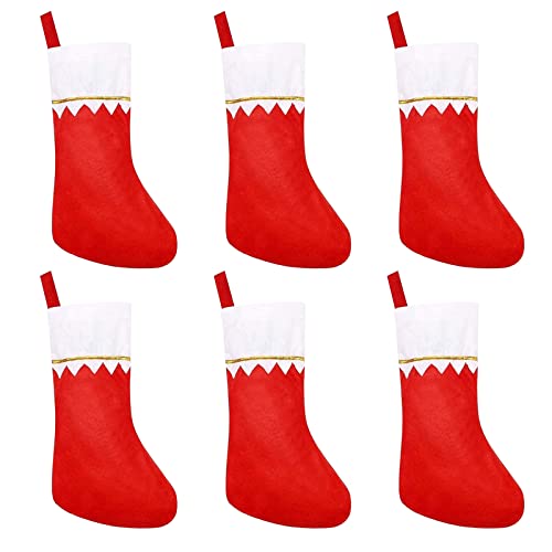 6 Stück Weihnachtsstrümpf für Kamin, Nikolaussocke zum Aufhängen, Nikolausstrumpf Personalisiert, Nikolaus socken Großer Geschenktüte, Weihnachtsdeko Amerikanisch Bonbontasche Weihnachtsbaum (Weiß) von Bseical