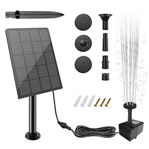 Springbrunnen Garten Solar, Solarbrunnen für Außen, Teichpumpe Solar mit 4 Fontänenstile, Solarpumpe Teich Bachlauf, Brunnen Solar Pumpe für Vogeltränke - Teich - Aquarium - Keine Akku Erforderlich von Bseical