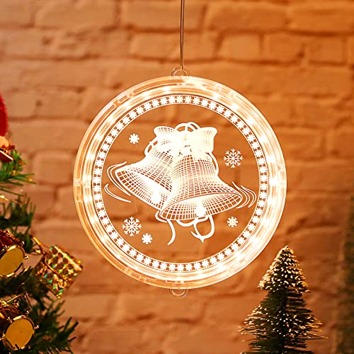 Bseical Weihnachtsbeleuchtung Innen Fenster LED Warmweiß, Weihnachtsbaum Lichterkette Batterie Kabellos Weihnachtsdeko, Weihnachtsbaumschmuck Weihnachten Weihnachtsgeschenke (16cm, Glocken) von Bseical