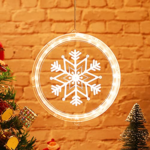 Bseical Weihnachtsbeleuchtung Innen Fenster LED Warmweiß, Weihnachtsbaum Lichterkette Batterie Kabellos Weihnachtsdeko, Weihnachtsbaumschmuck Weihnachten Weihnachtsgeschenke (16cm, Schneeflocke) von Bseical