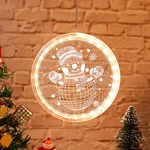 Bseical Weihnachtsbeleuchtung Innen Fenster LED Warmweiß, Weihnachtsbaum Lichterkette Batterie Kabellos Weihnachtsdeko, Weihnachtsbaumschmuck Weihnachten Weihnachtsgeschenke (24cm, Schneemann) von Bseical