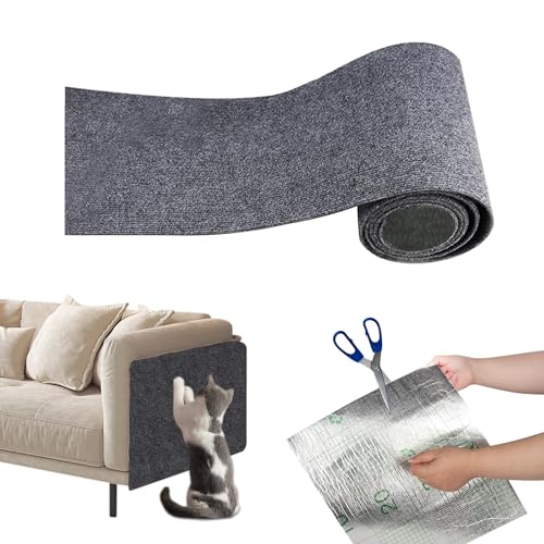 Btstil Kratzmatte Katze | 100cmx30cm | Selbstklebend Kratzteppich Katze Wand, Katzenkratzbrett Kratzmatte für Kratzbaum, Sofaecken, Regalregale, Stufen, Schutz Teppiche und Sofas (Grey, 100cmx30cm) von Btstil