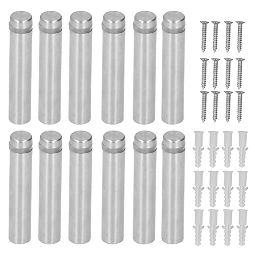 12 Set Schilder Abstandsschrauben, 12 x 60 mm Edelstahl Glasabstandshalter Werbeschraube Nagel Wandabstandshalter Montageglas Hardware Schilderhalter Werbeschraube für Werbung Schild Glas Bilderrahmen von Buachois