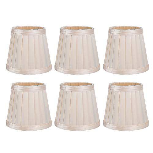 6 Stück Kleine Lampenschirme Aufstecken E14 Gold Plissee Stoff Lampenschirm 12 x 11 x 8,5 cm Modern Simple Clip on Lampshades für Kronleuchter Wandleuchte Stehlampe von Buachois