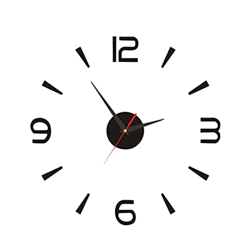 Buachois DIY Wanduhr, 40cm Schwarze Europäische Uhr Kleine Leise Rahmenlose Wanduhr, Einfache Kreative Acryl 3D Deko Wand Aufkleber Uhr Für Schlafzimmer, Arbeitszimmer von Buachois