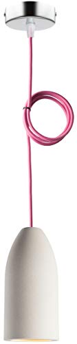 Buchenbusch urban design Deckenlampe Küche light edition 7,5 x 16 cm, Pendelleuchte 1 flammig mit Textilkabel Pink/Fuchsia von Buchenbusch urban design