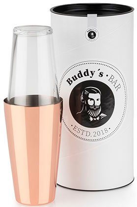 Buddy's Cocktail Shaker Buddy´s Bar - Boston, Edelstahl, Glas, 700 ml Becher + 400 ml Glas, Kupfer poliert von Buddy's